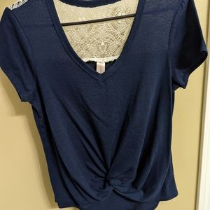 Blue lace crop top